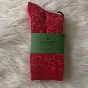KATE SPADE Red Hearts, Colorblock, Solid Crew Socks (3 PAIRS)